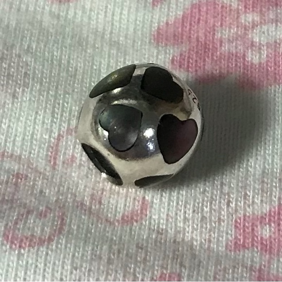 Pandora black mother of pearl hearts charm - Picture 1 of 3